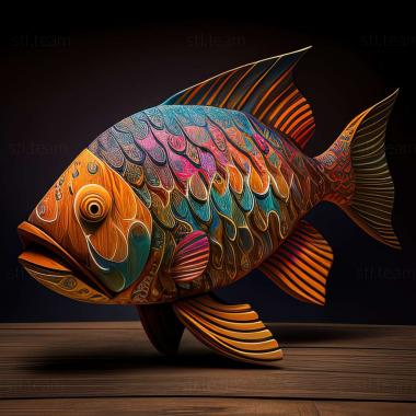 3D модель Південноамериканська різнокольорова риба (STL)